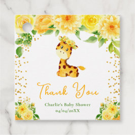 Giraffe Yellow Floral Baby Shower Thank You フェイバータグ