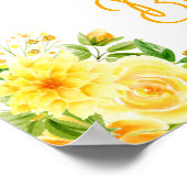 Giraffe Yellow Floral Baby Shower Welcome ポスター (角)