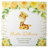 Giraffe Yellow Floral Birth Statistics タイル (正面)