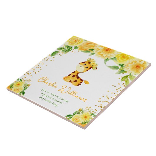 Giraffe Yellow Floral Birth Statistics タイル (側面)