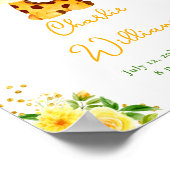 Giraffe Yellow Floral Birth Statistics ポスター (角)