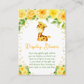 Giraffe Yellow Floral Display Baby Shower エンクロージャーカード (正面)