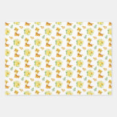 Giraffe Yellow Floral Flowers ラッピングペーパーシート (正面3)