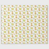 Giraffe Yellow Floral Flowers ラッピングペーパー (フラット)
