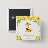 Giraffe Yellow Floral Mommy To Be 缶バッジ (正面&裏面)