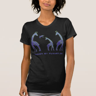 Giraffenfamilie mit Vogel Tシャツ