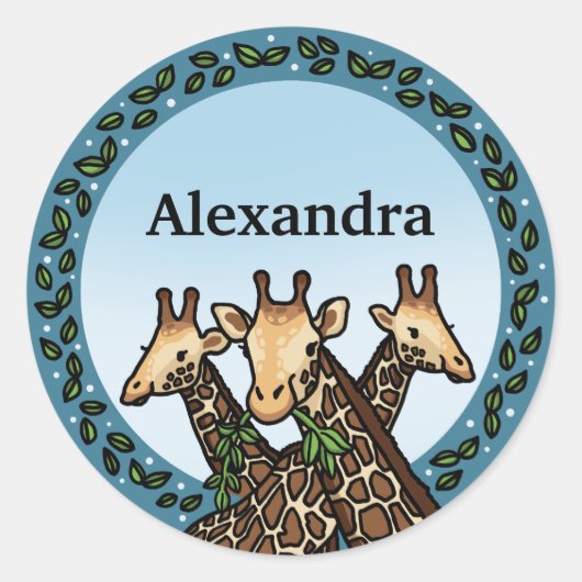 GiraffesとLaurel、名前を追加 ラウンドシール (正面)