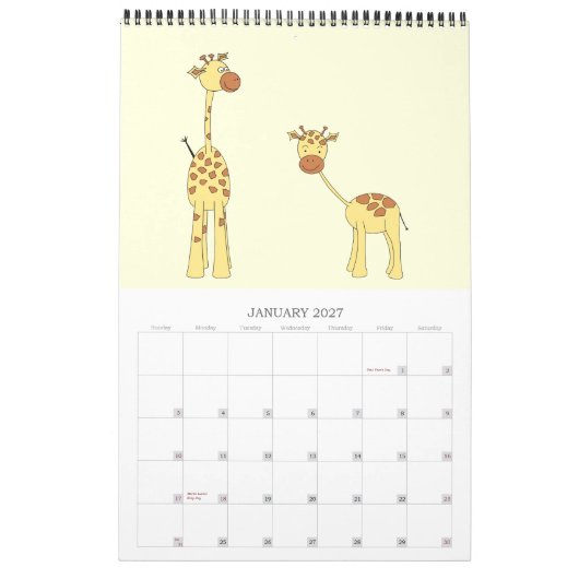 Giraffesカレンダー2013.かわいい漫画。 カレンダー (1月 2027)