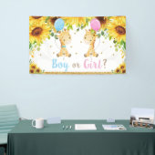 Giraffesジェンダーが赤ちゃんシャワーの男の子または女の子を明らかにする 横断幕 (トレードショー)