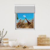 Giraffesフェイクウィンドウビュー ポスター (キッチン)