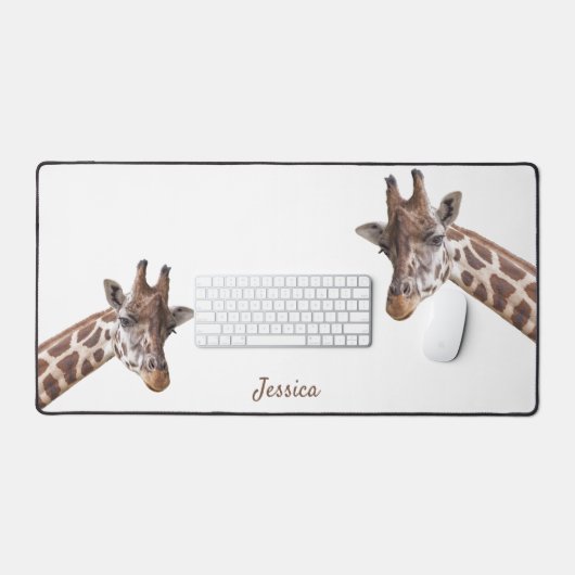 Giraffesフォトデザインパーソナライズされた名 デスクマット (キーボード&マウス)