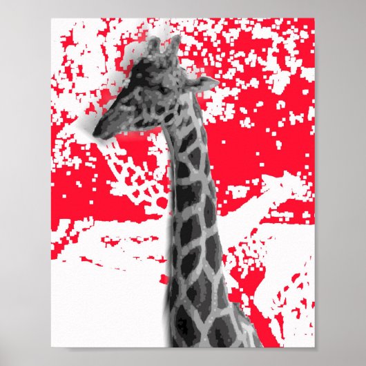 Giraffes、抽象芸術・イン・レッド ポスター (正面)