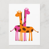 giraffes-297326 giraffesオレンジ色のピンクの漫画safa ポストカード (正面)