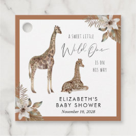 Giraffes Boho Water Color Baby Shower Thank You フェイバータグ