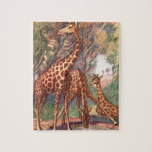 Giraffes by Louis Sargent、ヴィンテージ・アフリカ動物 ジグソーパズル (縦)