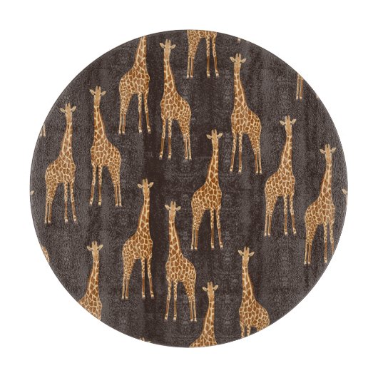 Giraffes Dark:抽象芸術ヴィンテージシームレス。 カッティングボード (正面)