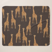 Giraffes Dark:抽象芸術ヴィンテージシームレス。 シェルパブランケット (正面(横))