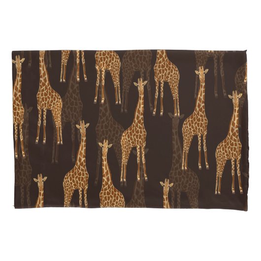 Giraffes Dark:抽象芸術ヴィンテージシームレス。 枕カバー (正面)