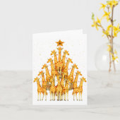 Giraffes Forming Christmas Tree Lights Star Safari カード (黄色い花)