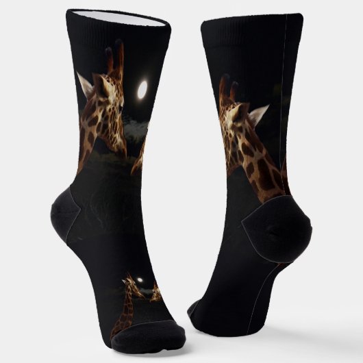 Giraffes Love In The Moonlight, Crew Socks ソックス (傾斜あり)
