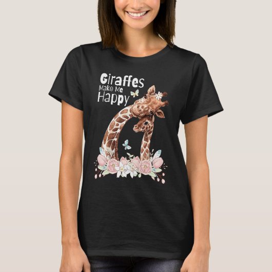 GIRAFFES MAKE ME HAPPY Giraffe  Cute Mom Baby Gira Tシャツ (正面)