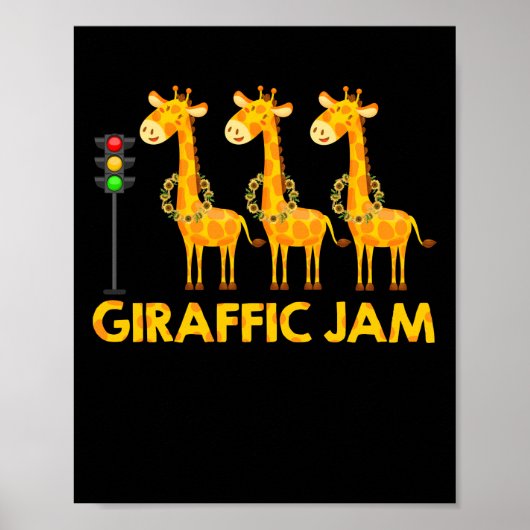 Giraffic Jam Cute Giraffe Traffic Light ポスター (正面)