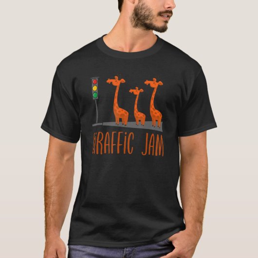 Giraffic Jam   Cute Giraffes Traffic Safari   Pun Tシャツ (正面)