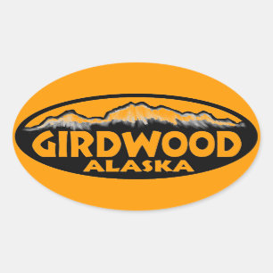 Girdwoodアラスカのオレンジ楕円形のステッカー 楕円形シール