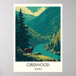 Girdwood Alaska Forest Deer Nature ポスター