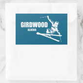 Girdwood Alaska Skier 長方形シール (バッグ)
