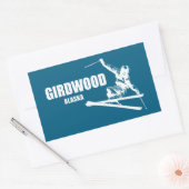 Girdwood Alaska Skier 長方形シール (封筒)