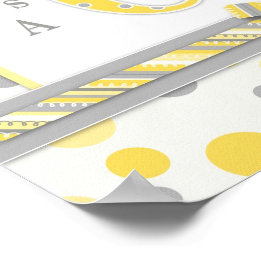 GIRLイエローグレードット赤ちゃんシャワーバナー ポスター (角)