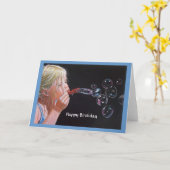 GIRL'吹 BUBBLES誕生日:スケッチ カード (黄色い花)