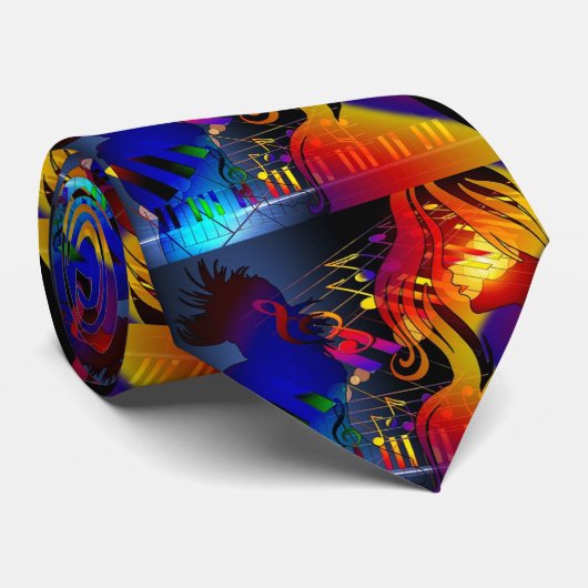 Girl踊りOn Music Note Background ネクタイ (ロール)