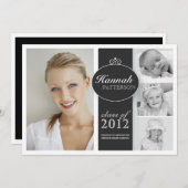 Girl かわいらし 4 Photo Black & White Sharize（英語） 招待状 (正面/裏面)