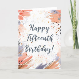 Girl 15th誕生日ストローク絵を描ス・カード用 カード