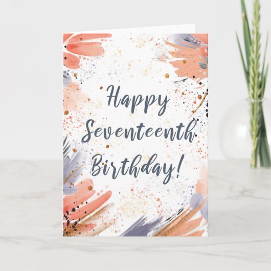 Girl 17th誕生日ストローク絵を描ス・カード用 カード (正面)