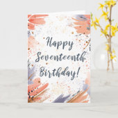 Girl 17th誕生日ストローク絵を描ス・カード用 カード (黄色い花)