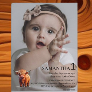  Girl 1st Birthday Celebration 招待状