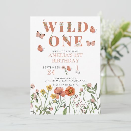 Girl 1st Birthday | Wild One Invitation 招待状 (スタンド正面)