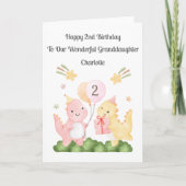 Girl 2nd Birthday Balloon Dinosaurs Card カード (正面)