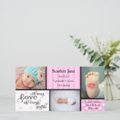 Girl 3 Photo Collage-Birth発表フォトカード 案内状 (スタンド正面)