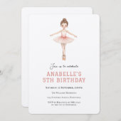 Girl 5th birthday ballet  招待状 (正面/裏面)