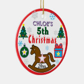 Girl 5th Christmas Horse Tree PHOTO セラミックオーナメント (右)