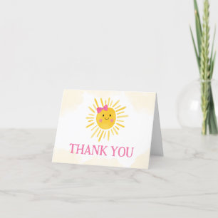 Girl A Little Ray of Sunshine Baby Shower サンキューカード
