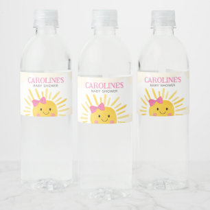 Girl A Little Ray of Sunshine Baby Shower ペットボトルラベル