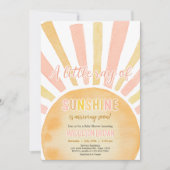 Girl A Little Ray of Sunshine Baby Shower 招待状 (正面)