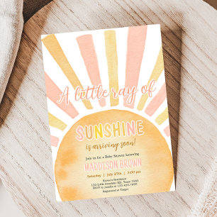 Girl A Little Ray of Sunshine Baby Shower 招待状