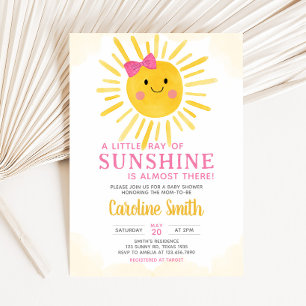 Girl A Little Ray of Sunshine Baby Shower 招待状