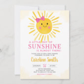 Girl A Little Ray of Sunshine Baby Shower 招待状 (正面)
